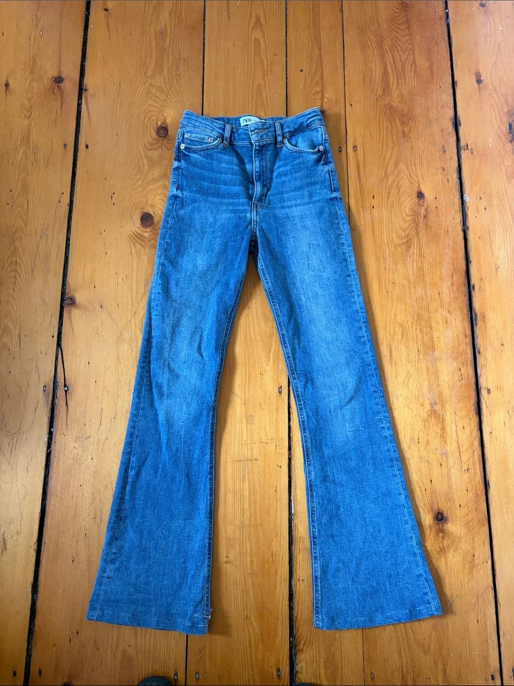 Zara Medium Blue Flared Women's Jeans - Picture 1 of 3